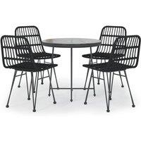 Berkfield Home 5 Piece Garden Dining Set Black Poly Rattan