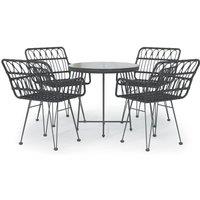Berkfield Home 5 Piece Garden Dining Set Black Poly Rattan