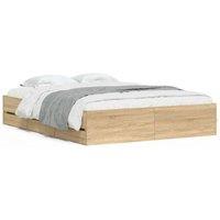 Berkfield Home Bed Frame w/Drawers Frame Sonoma Oak 150x200 cm King Size in Light Tan