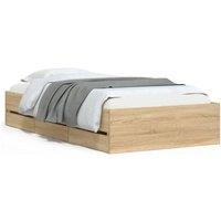 Berkfield Home Bed Frame with Drawers without Mattress Sonoma Oak 90x200 cm in Light Tan