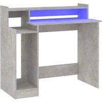 Berkfield Home Desk with LED Lights Concrete grey 97x45x90 cm Engineered Wood | Size: 97 x 45 x 90 cm