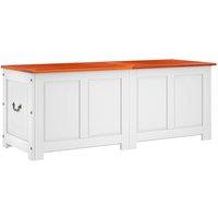 Berkfield Home Storage Chest with Lid Brown & White Solid Wood Acacia