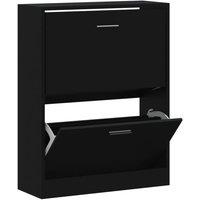 Berkfield Home Shoe Cabinet Black 63x24x81 cm Engineered Wood | Size: 63 x 24 x 81 cm