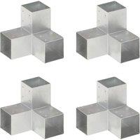 Berkfield Home Post Connectors 4 pcs Y Shape Galvanised Metal 91x91 mm in Silver
