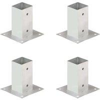 Berkfield Home Post Anchors 4 pcs Galvanised Metal 71 mm in Silver