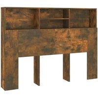 Berkfield Home Headboard Cabinet Smoked Oak 140x19x103.5 cm in Brown