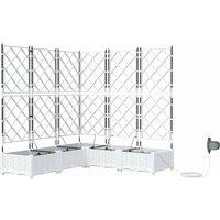 Berkfield Home Garden Planters with Water Irrigation System 5 pcs White