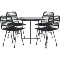 Berkfield Home Beautiful 5 Piece Garden Dining Set Black Poly Rattan