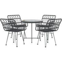 Berkfield Home Beautiful 5 Piece Garden Dining Set Black Poly Rattan
