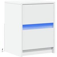 Berkfield Home Stylish Bedside Cabinet with LED Lights White Engineered Wood