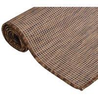 Berkfield Home Outdoor Flatweave Rug 140x200 cm Brown | Size: 100 cm diameter