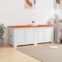 Berkfield Home Storage Chest with Lid Brown & White Solid Wood Acacia