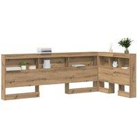 Berkfield Home Storage Headboard with Shelf Artisan oak 90 cm Wood composite in Brown