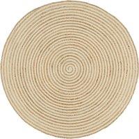 Berkfield Home Handmade Rug Jute with Spiral Design White 90 cm | Size: 100 cm diameter