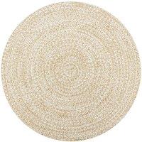 Berkfield Home Handmade Rug Jute White & Natural 90 cm | Size: 100 cm diameter