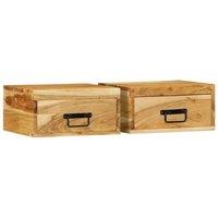 Berkfield Home Wall-mounted Bedside Cabinets 2 pcs Solid Wood Acacia in Brown