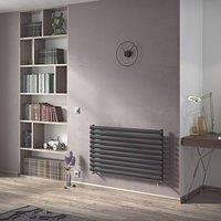 Bathroom Kingdom Nova Anthracite Double Oval Horizontal Radiator 468x1800mm in Grey