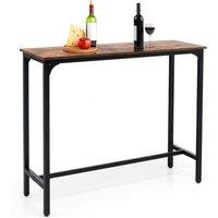 Costway Industrial Bar Table Counter Pub Table Kitchen Dining Sofa Console Table 120cm in Brown