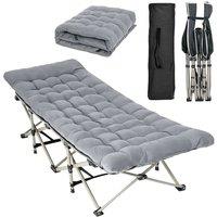 FORGEVIO Sun Lounger Garden Folding Chair Bed Recliner Beach Camping with mat in Grey