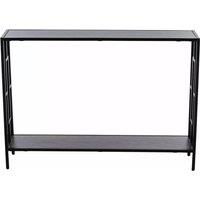 FORGEVIO Industrial Narrow Slim Console Table Entryway Hall Living Room in Black