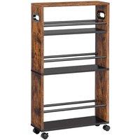 NESTLUNE Slide Out Kitchen Storage Utility Rolling Cart Trolley in Brown | Size: 100 cm x 15 cm