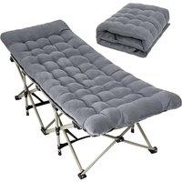 Havendro Heavy Duty Folding Camp Cot w/ Mattress 190cm Grey