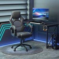FORGEVIO Executive Racing Swivel Gaming Office Chair PU Leather in Black