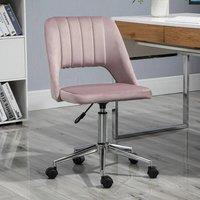 FORGEVIO Office Chair Velvet Fabric Scallop Shape Computer Desk in Pink