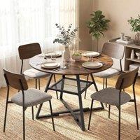 EONLION Dining Table for 4, 100 cm Round in Brown