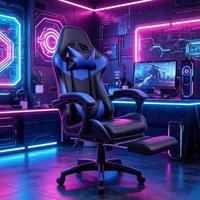 EONLION Swivel Gaming Chair Faux Leather Office in Black | Size: 100 cm