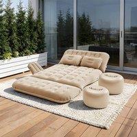 EONLION Airbed Inflatable Mattress Blow Up in Beige | Size: Single