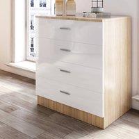 FORGEVIO Bedroom Chest of 4 Drawers White Oak Storage Cabinet Home Furniture