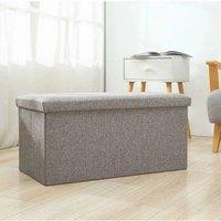 VOGREX Folding Storage Ottoman Bench Toy Blanket Storage Box in Grey