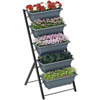 Kelvenix 5-Tier Raised Garden Bed, Ladder Planter in Grey | Size: 100g
