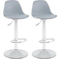 Kelvenix Bar Stools Set of 2 Faux Leather Upholstered in Grey | Size: 0.6m2