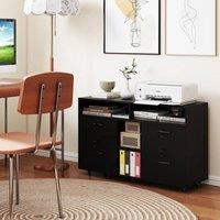 FORGEVIO File Cabinet Mobile Lateral Filing Storage Organizer-Black in Black