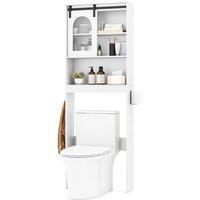 FORGEVIO Over the Toilet Storage Cabinet with Sliding Barn Door in White