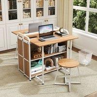 FORGEVIO Space Saving Writing Table with Stool in Brown