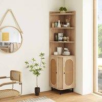 FORGEVIO Space-saving Corner Shelf Bathroom PE Rattan Corner in Brown