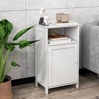 FORGEVIO Bathroom Floor Cabinet Single Door Side Cabinet with Shelf in White