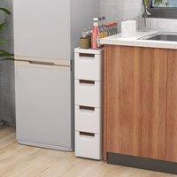 FORGEVIO 4-Drawer Rolling Organizer Unit Narrow/Storage Cabinet in White