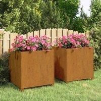 Berkfield Home Planters with Legs 2 pcs Rusty 49x47x50 cm Corten Steel in Brown | Size: 49 x 47 x 50 cm