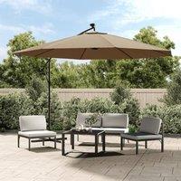 Berkfield Home Cantilever Umbrella with LED Lights & Metal Pole 350 cm Taupe in Beige