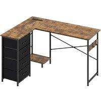 Levede Reversible L-shaped Corner Desk 4 Drawers for Office or Gaming in Brown