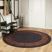 Berkfield Home Rug Washable Black & Gold 200 cm Anti Slip | Size: 100 cm diameter