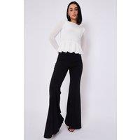 STYLEWISE Women's High Waist Flared Trousers in Black | Size: 8