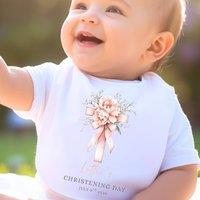 Aye Do Gifts Women's Personalised Pink Christening Day Baby Bib | Gift UK in White