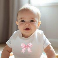 Aye Do Gifts Women's Personalised Pink Bow Christening Day Baby Bib | Gift UK in White