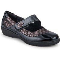 Pavers Women's Cushioned Touch-Fastening Mary Janes in Black | Size: 4