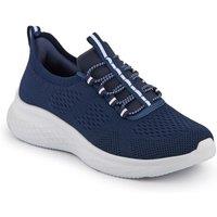 Pavers Women's Wide Fit Easy Step In Bungee Lace Trainers in Navy | Size: 4